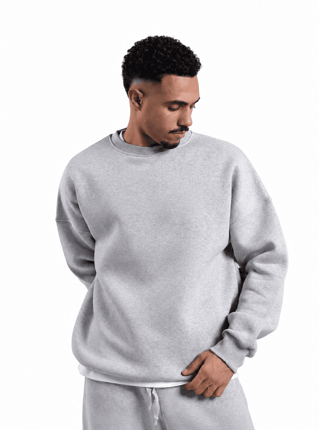 RAW Short Neck Sweatshirt — Light Gray